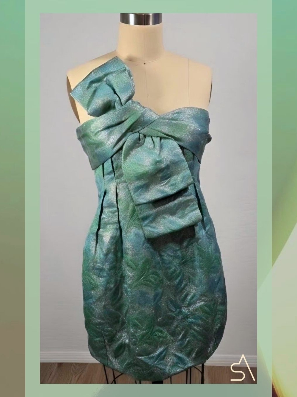t-bags Los Angeles Decadent Rococo Strapless Metallic Jacquard Dress Size XS
